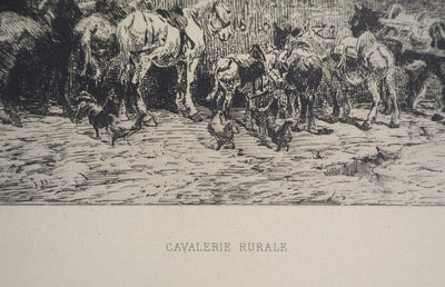 Jules HEREAU : Cavalier rurale, 1875 - Gravure (détail)