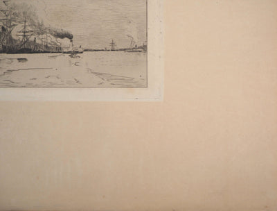 Jules HEREAU : Vue de port, 1874 - Gravure (détail)