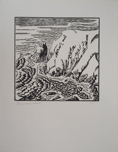  HERMANN-PAUL : Falaises à Guernesey, 1921 - Gravure sur bois