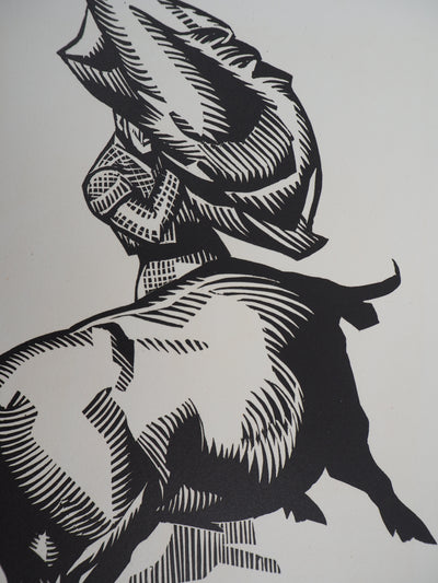  HERMANN-PAUL : Une passe de muleta, 1922 - Gravure sur bois (détail)