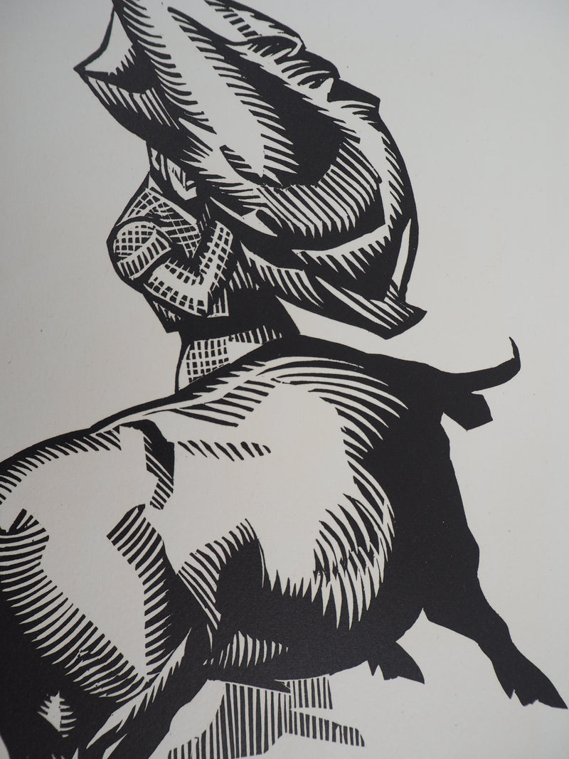  HERMANN-PAUL : Une passe de muleta, 1922 - Gravure sur bois (détail)