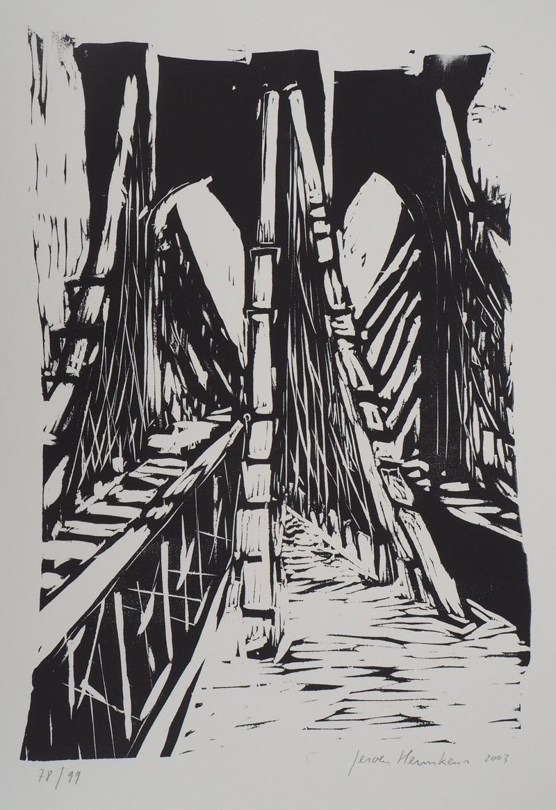 Jeroen HERMKENS : Pont de Brooklyn - Lithographie
