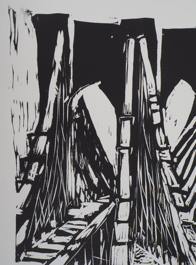 Jeroen HERMKENS : Pont de Brooklyn - Lithographie (détail)