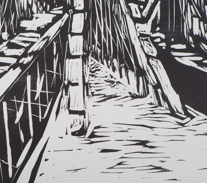 Jeroen HERMKENS : Pont de Brooklyn - Lithographie (détail)