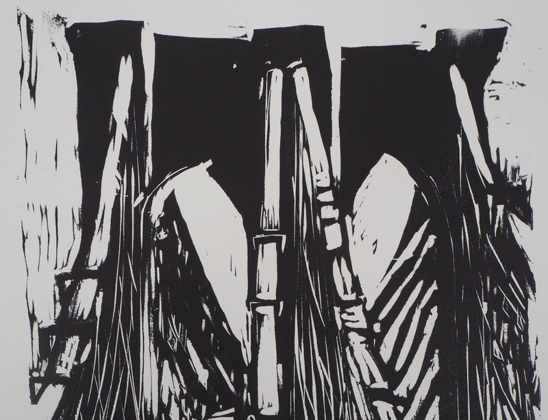 Jeroen HERMKENS : Pont de Brooklyn - Lithographie (détail)