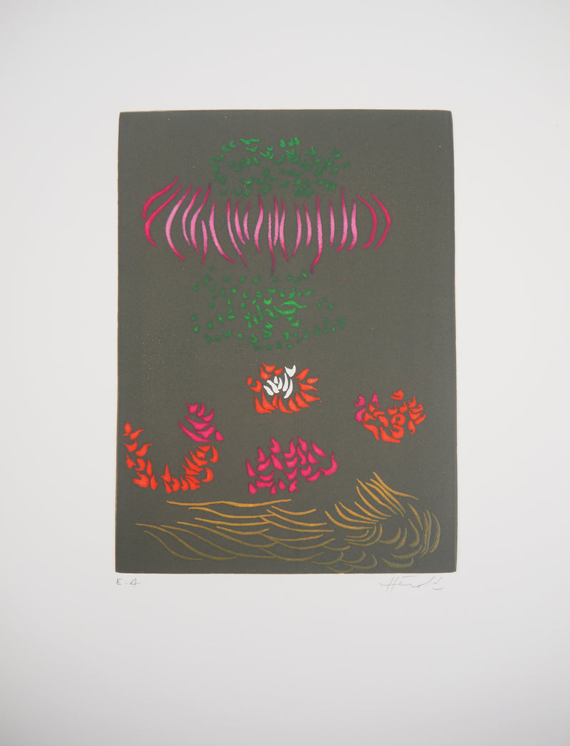 Jacques HEROLD : Composition végétale surréaliste, 1975 - Gravure
