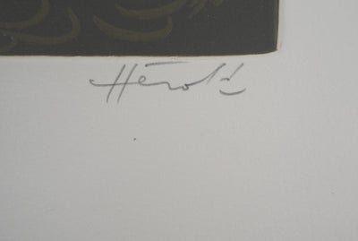 Jacques HEROLD : Composition végétale surréaliste, 1975 - Gravure (détail)