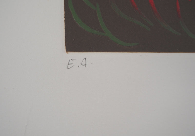Jacques HEROLD : Fleur de célosie abstraite, 1975 - Gravure (détail)