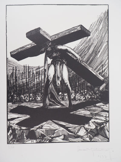 Fernand HERTENBERGER : Eternel Calvaire, 1927 - Gravure sur bois