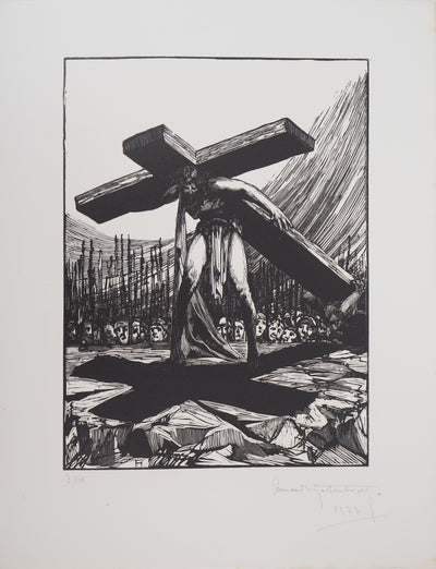 Fernand HERTENBERGER : Eternel Calvaire, 1927 - Gravure sur bois (détail)
