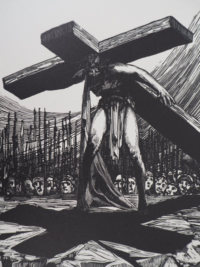 Fernand HERTENBERGER : Eternel Calvaire, 1927 - Gravure sur bois (détail)