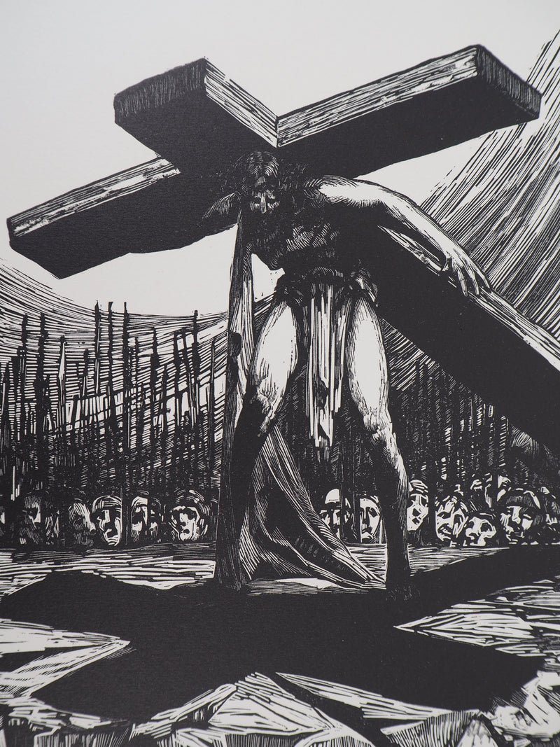 Fernand HERTENBERGER : Eternel Calvaire, 1927 - Gravure sur bois (détail)