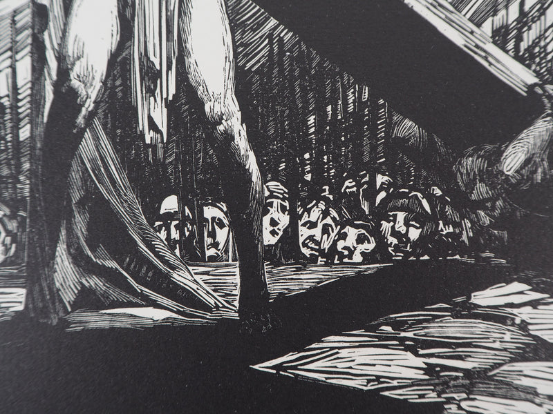 Fernand HERTENBERGER : Eternel Calvaire, 1927 - Gravure sur bois (détail)