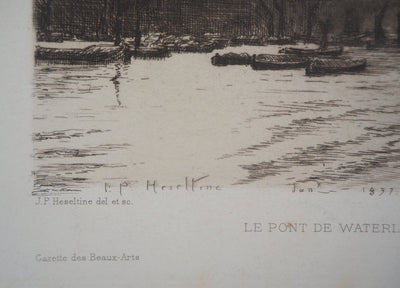 John Postle HESELTINE : Le Pont de Waterloo à Londres, 1897 - Gravure (détail)