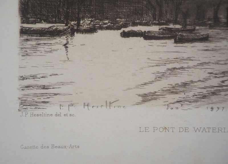 John Postle HESELTINE : Le Pont de Waterloo à Londres, 1897 - Gravure (détail)