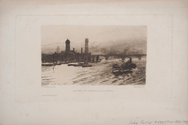 John Postle HESELTINE : Le Pont de Waterloo à Londres, 1897 - Gravure (détail)