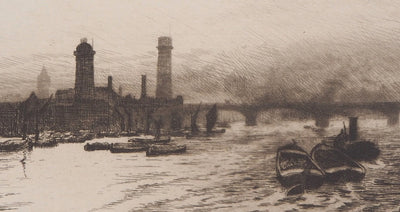 John Postle HESELTINE : Le Pont de Waterloo à Londres, 1897 - Gravure (détail)