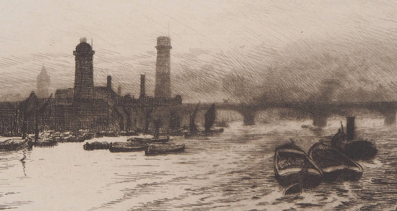 John Postle HESELTINE : Le Pont de Waterloo à Londres, 1897 - Gravure (détail)