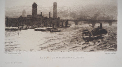 John Postle HESELTINE : Le Pont de Waterloo à Londres, 1897 - Gravure (détail)