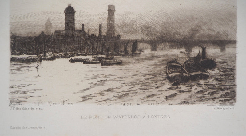 John Postle HESELTINE : Le Pont de Waterloo à Londres, 1897 - Gravure (détail)