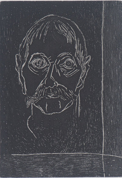  HEURTEBISE : Portrait d'homme sur fond noir, 1997 - Gravure