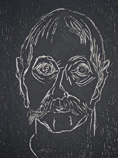  HEURTEBISE : Portrait d'homme sur fond noir, 1997 - Gravure (détail)