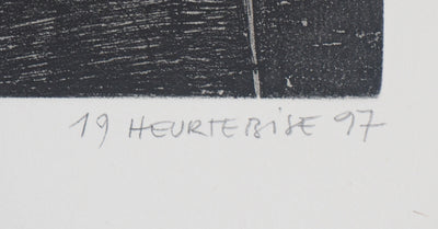  HEURTEBISE : Portrait d'homme sur fond noir, 1997 - Gravure (détail)