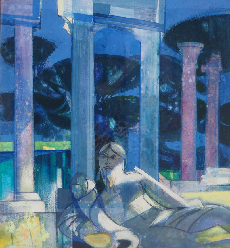Camille HILAIRE : Déesse en repos, c. 1975 - Aquarelle (détail)