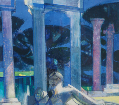 Camille HILAIRE : Déesse en repos, c. 1975 - Aquarelle (détail)