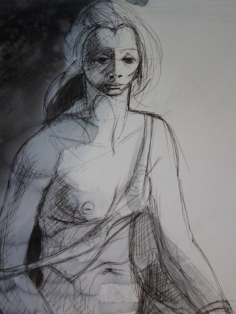 Camille HILAIRE : Modèle assis - Aquarelle (détail)