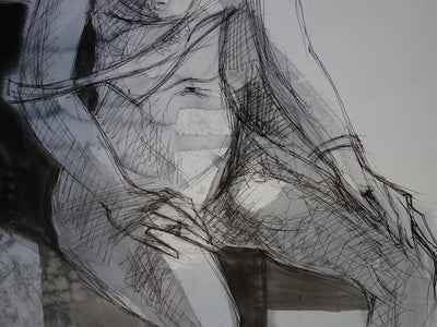 Camille HILAIRE : Modèle assis - Aquarelle (détail)