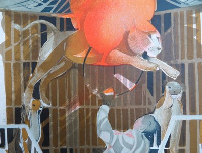 Camille HILAIRE : Le dresseur, Lithographie originale (photo de détail 3) - Crédit photo : Galerie Art.Paris
