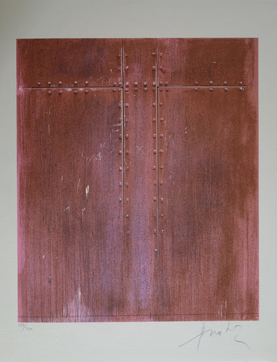 Hastaire HILAIRE : Fragment métallique riveté - Lithographie
