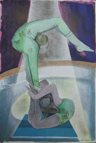 Camille HILAIRE : Les gymnastes, Lithographie originale (vue générale) - Crédit photo : Galerie Art.Paris