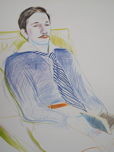 David HOCKNEY : Homme lisant un livre - Affiche (détail)