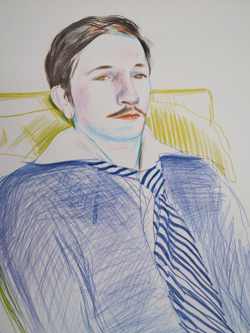 David HOCKNEY : Homme lisant un livre - Affiche (détail)