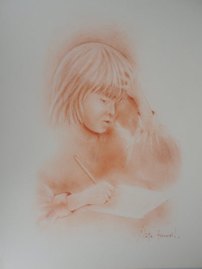 Juliette HONNART : Le jeune écrivain - Lithographie