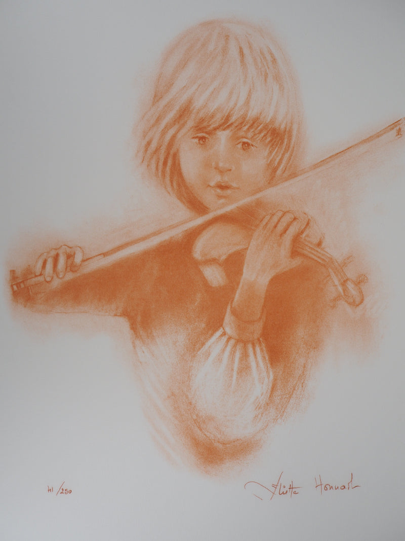 Juliette HONNART : Le jeune violoniste - Lithographie