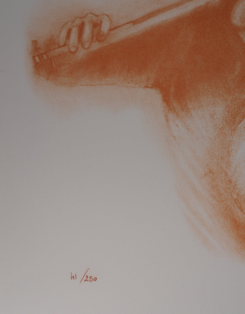 Juliette HONNART : Le jeune violoniste - Lithographie (détail)