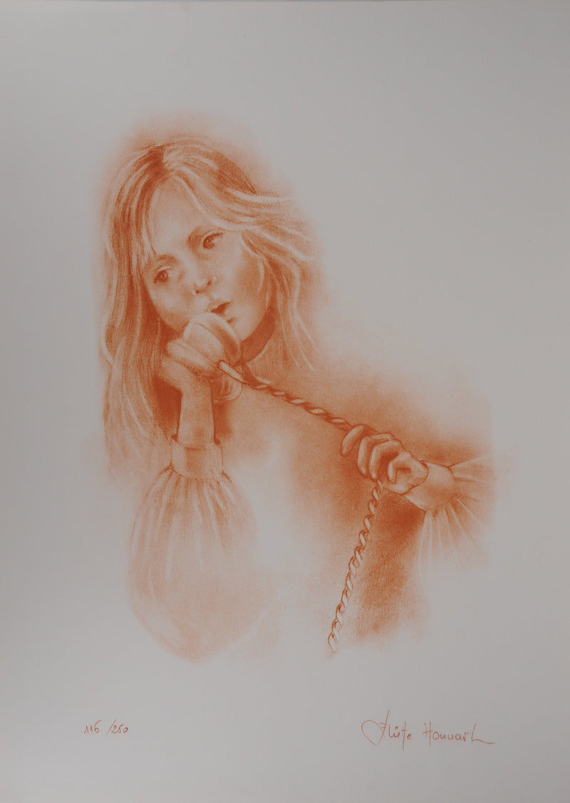 Juliette HONNART : Le téléphone - Lithographie (détail)