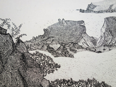 Jacques HOUPLAIN : Calanques à Cassis - Gravure (détail)