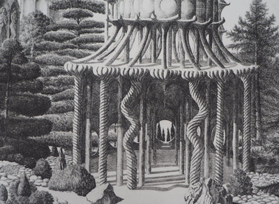 Jacques HOUPLAIN : La cité des femmes - Gravure (détail)