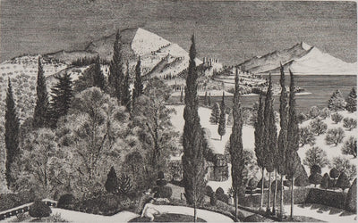 Jacques HOUPLAIN : Femme au bain dans son palais - Gravure