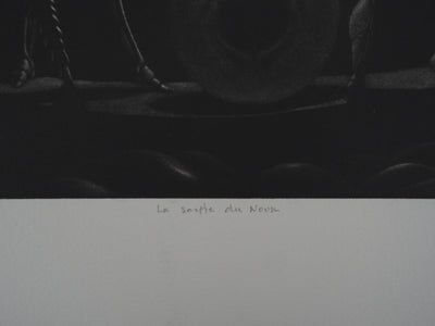 Jacques HOUPLAIN : La sortie du Nour - Gravure (détail)