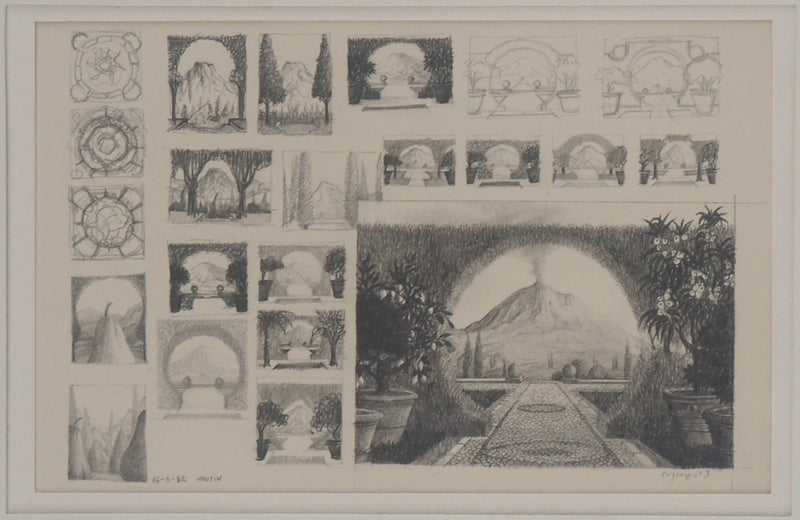 François HOUTIN : Série de paysages : n°3, 1982 - Dessin