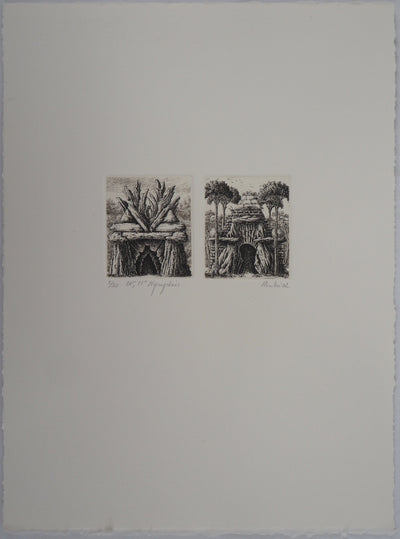 François HOUTIN : 20e et 21ème nymphées - Gravure (détail)