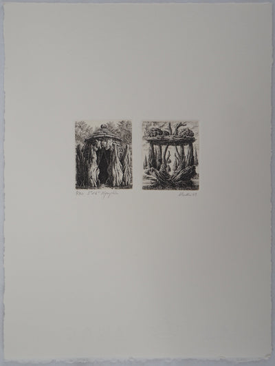 François HOUTIN : 3e et 4ème nymphées - Gravure (détail)
