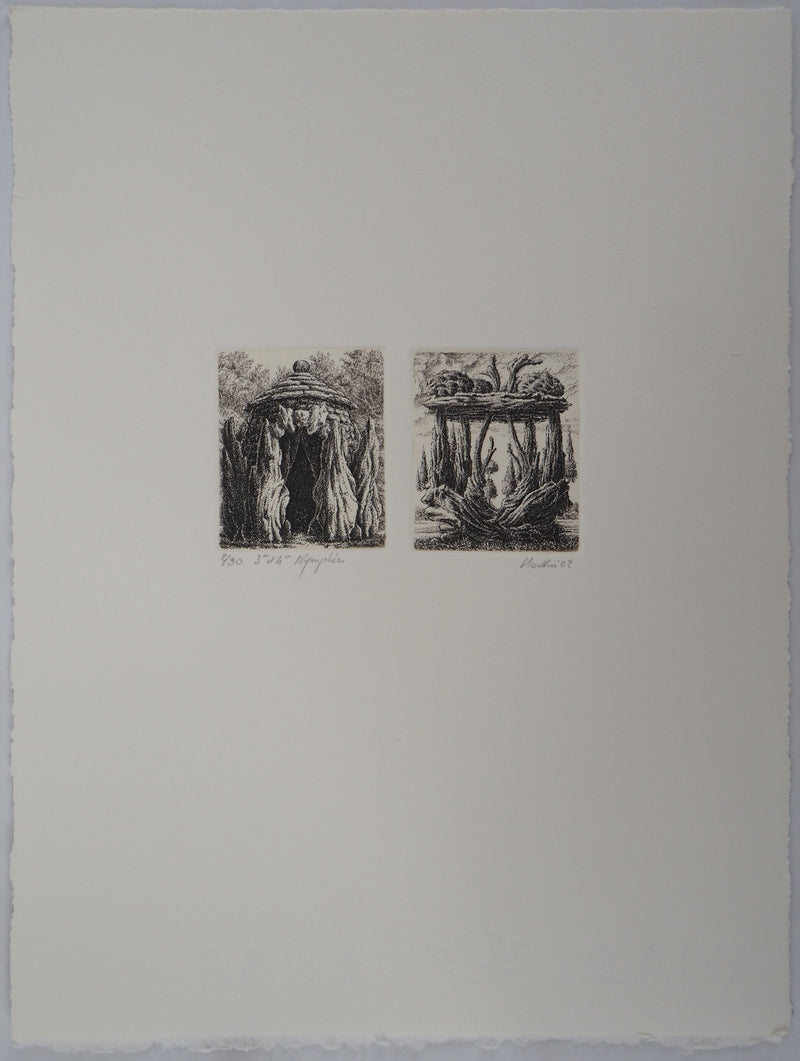 François HOUTIN : 3e et 4ème nymphées - Gravure (détail)