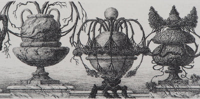 François HOUTIN : Balustrade de vases, 1985 - Gravure (détail)