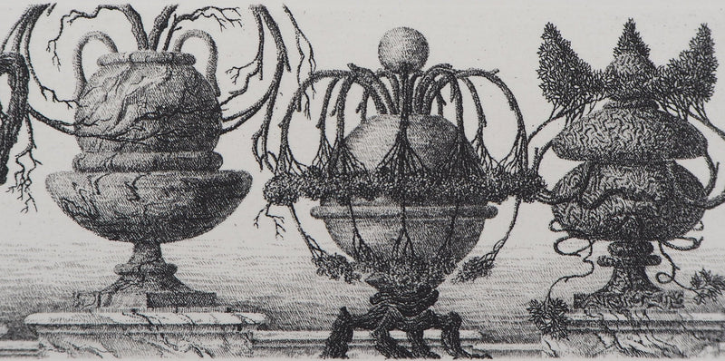François HOUTIN : Balustrade de vases, 1985 - Gravure (détail)